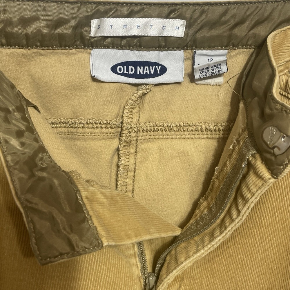 OLD NAVY Pants Women Sz 12 Corduroy Front Zip Pockets Stretch Retro Mustard - Picture 7 of 11